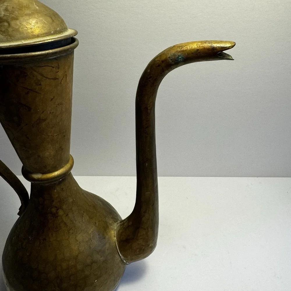Vintage Turkish Middle East Copper Hand Made Coffee Teapot Pitcher Decoration